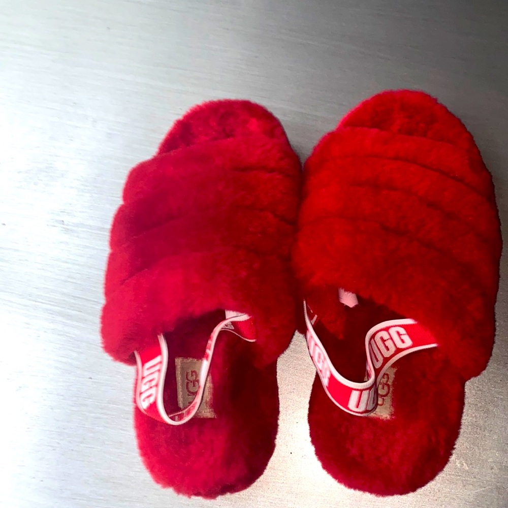 Kids Red Ugg Slippers